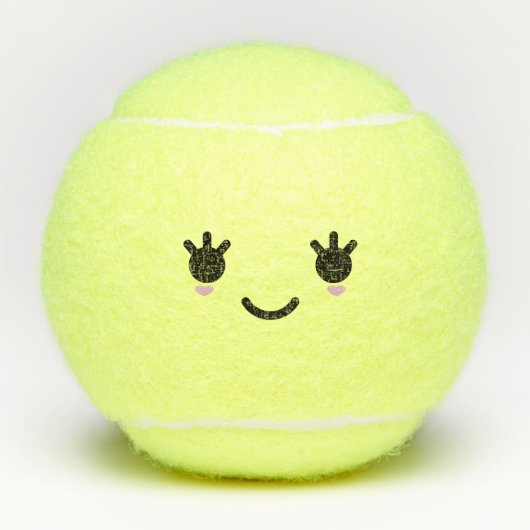 Kawaii Cute Smiling Emoticon Emoji Face Tennisballen (Voorkant)