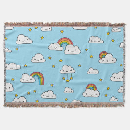 Kawaii Cute Stars Clouds and Rainbows Deken