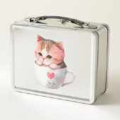 Kawaii Cute Striped Pink Chibi Cat (Achterkant)