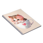 Kawaii Cute Striped Pink Chibi Cat Notitieboek (Rechterzijde)