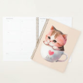 Kawaii Cute Striped Pink Chibi Cat Planner (Display)