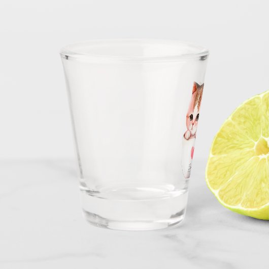 Kawaii Cute Striped Pink Chibi Cat Shot Glas (Links)