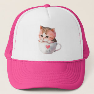 Kawaii Cute Striped Pink Chibi Cat Trucker Pet