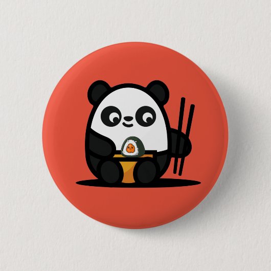 Kawaii Cute Sushi Panda Ronde Button 5,7 Cm (Voorkant)