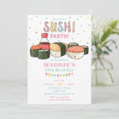 Kawaii Cute Sushi Pastel Girl Birthday Kaart (Staand voorkant)