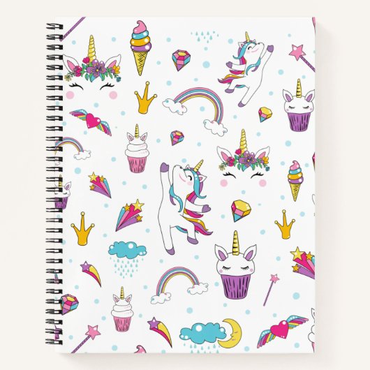 Kawaii Cute Unicorn Notitieboek (Voorkant)