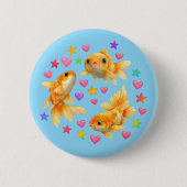 kawaii cute y2k rainbow goldfish  ronde button 5,7 cm (Voorkant)