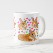 kawaii cute y2k rainbow rabbit bunny grote koffiekop (Voorkant rechts)