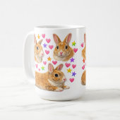 kawaii cute y2k rainbow rabbit bunny koffiemok (Voorkant links)