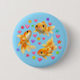kawaii cute y2k regenboog goudvis knop ronde button 5,7 cm