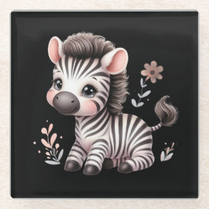 Kawaii Cute Zebra Wilde Dieren Plezier Zwart en Wi Glazen Onderzetter