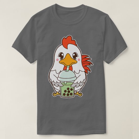 Kawaii Cute Zodiac Boba Rooster Matcha Green Bubbl T-shirt (Design voorkant)