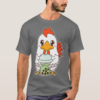 Kawaii Cute Zodiac Boba Rooster Matcha Green Bubbl T-shirt