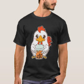 Kawaii Cute Zodiac Boba Rooster Thai Iced Bubble T-shirt (Voorkant)