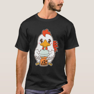 Kawaii Cute Zodiac Boba Rooster Thai Iced Bubble T-shirt