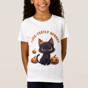 Kawaii Cute Zwarte Kat Halloween 🎃 T-shirt
