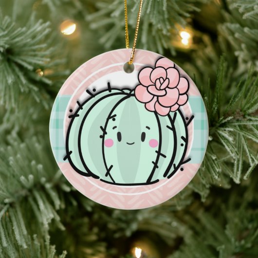 Kawaii Cutie Cactus Succulent Kerstmis Keramisch Ornament (Boom)