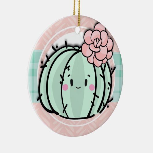 Kawaii Cutie Cactus Succulent Kerstmis Keramisch Ornament (Rechts)