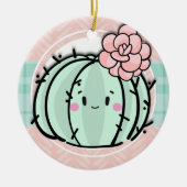 Kawaii Cutie Cactus Succulent Kerstmis Keramisch Ornament (Voorkant)