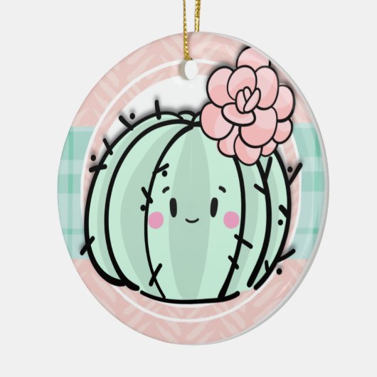 Kawaii Cutie Cactus Succulent Kerstmis Keramisch Ornament (Links)