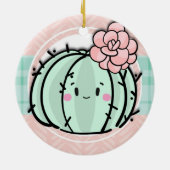 Kawaii Cutie Cactus Succulent Kerstmis Keramisch Ornament (Achterkant)
