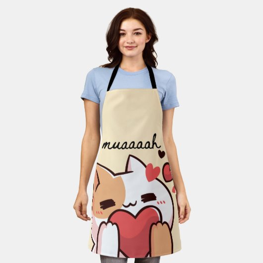 Kawaii Cutie Cat Mauh Apron Schort (Gedragen)