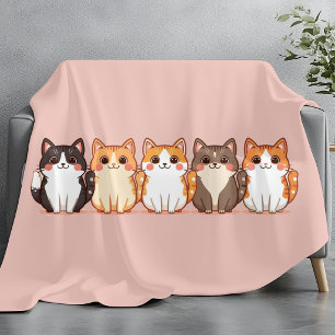 Kawaii Cutie Kitty Crew Knus Roze Roze Kat Moede Fleece Deken