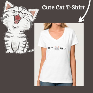 KAWAII Dagen van de Week Kat T-shirt
