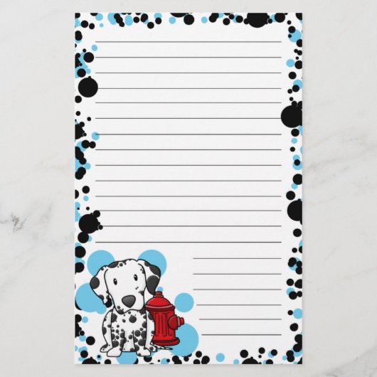 Kawaii Dalmatian & Fire Hydrant Stationery (Ling.) Briefpapier (Voorkant)