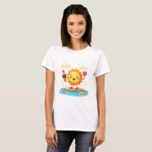 Kawaii Dancing Sun Ice Cream Zomer T-shirt (Voorkant volledig)