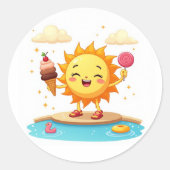 Kawaii Dancing Sun Pool Party Sticker (Voorkant)