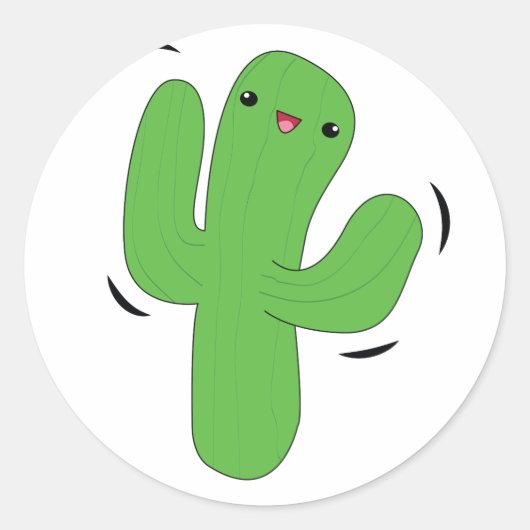 Kawaii dansen cactus sticker. ronde sticker (Voorkant)