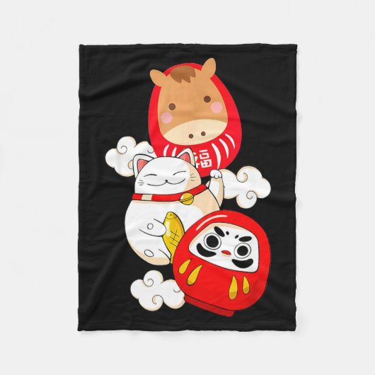 Kawaii Daruma Japanese New Year 2026 Year Of The H Fleece Deken (Voorkant)