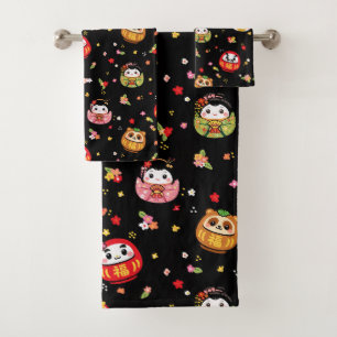 Kawaii daruma-patroon bad handdoek