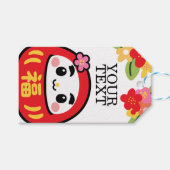 Kawaii daruma-patroon cadeaulabel (Voorkant (Horizontaal))