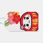Kawaii daruma-patroon cadeaulabel (Achterkant Horizontaal)