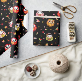 Kawaii daruma-patroon cadeaupapier