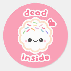 Kawaii Dead Inside Cookie Ronde Sticker