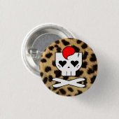 KAWAII DEATHROCK SCHEDEL CHEETAH PRINT PIN BUTTON (Voorkant /achterkant)