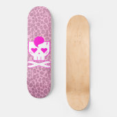 KAWAII DEATHROCK SCHEDEL ROZE LUIPAARD DECK SKATEBOARD (Voorkant)