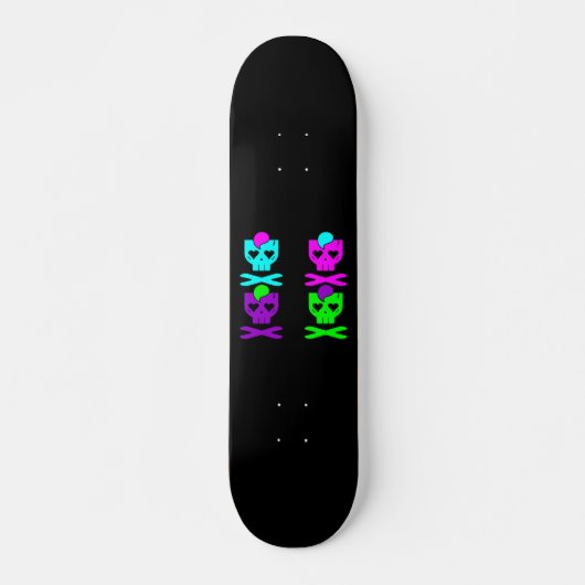 KAWAII DEATHROCK SCHEDELS MEERKLEURIG SKATEBOARD (Voorkant)