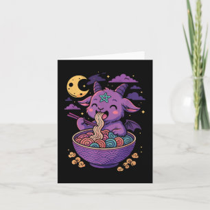Kawaii Demon Ramen Noedels Geit Pentagram Pastel B Kaart