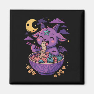 Kawaii Demon Ramen Noodles Goat Pentagram Pastel B Magneet