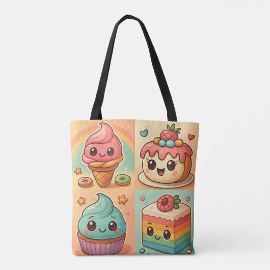 Kawaii Dessert Canvas tas (Achterkant)