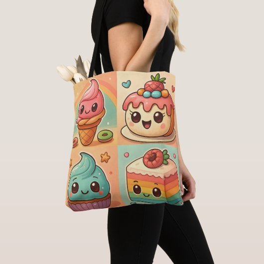 Kawaii Dessert Canvas tas (Dichtbij)