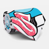 Kawaii Desserts Psychedelic Fun Illustration Blue Stropdas (Opgerold)