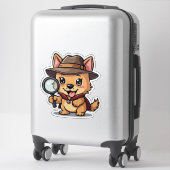 Kawaii Detective Pup houdt een kijkglas vast Sticker (Koffer)