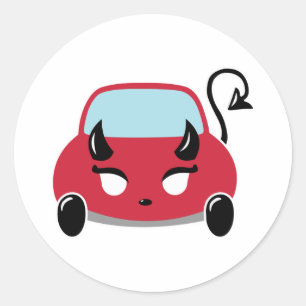 Kawaii Devil Car Ronde Sticker