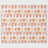 Kawaii Dieren met voedsel Cadeaupapier (Vlak)