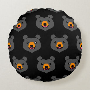 Kawaii Dierenvriend Cartoon Black Beer Rond Kussen